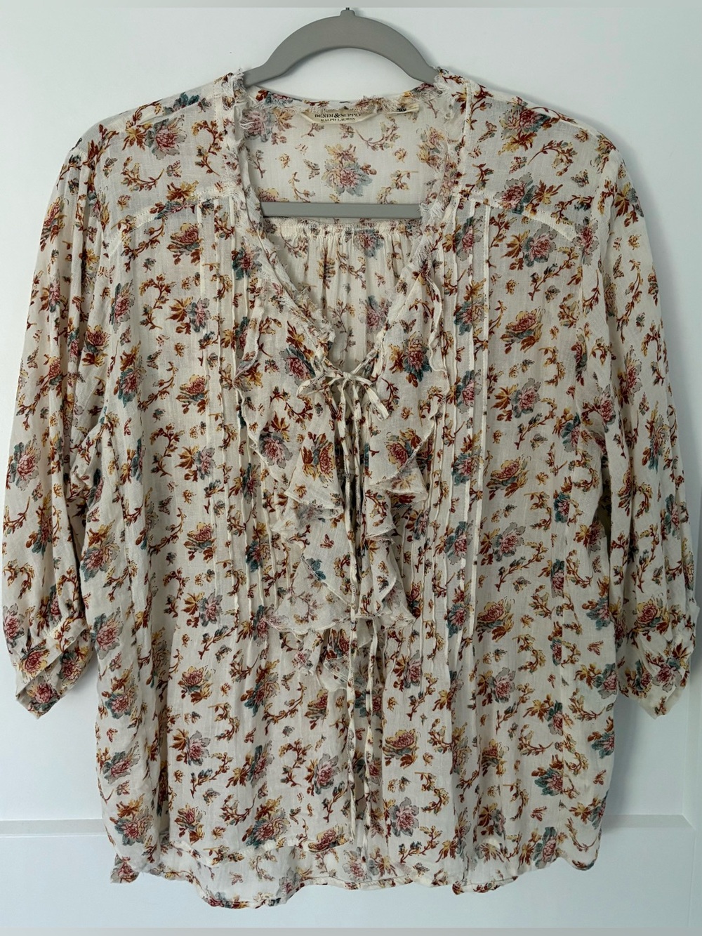 Denim & Supply Ralph Lauren Floral Ruffle Peasant Blouse M